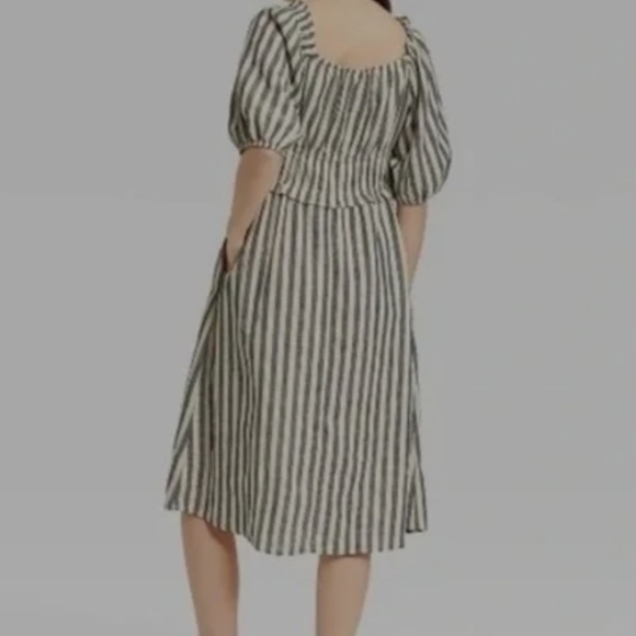 Universal Thread Navy White Linen Blend Milk maid Striped Puff Sleeve Dress XXL - Picture 14 of 14